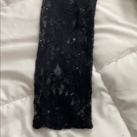 Sexy Black Lace Long Sleeve Dress w/ Nude Underlay - Picture 2 of 5